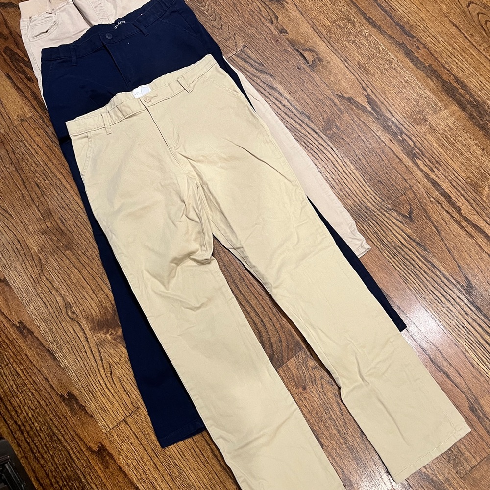 Children’s Place & Justice Navy and Beige Chinos Girls Pants Sz 16 Lot of 3 pair